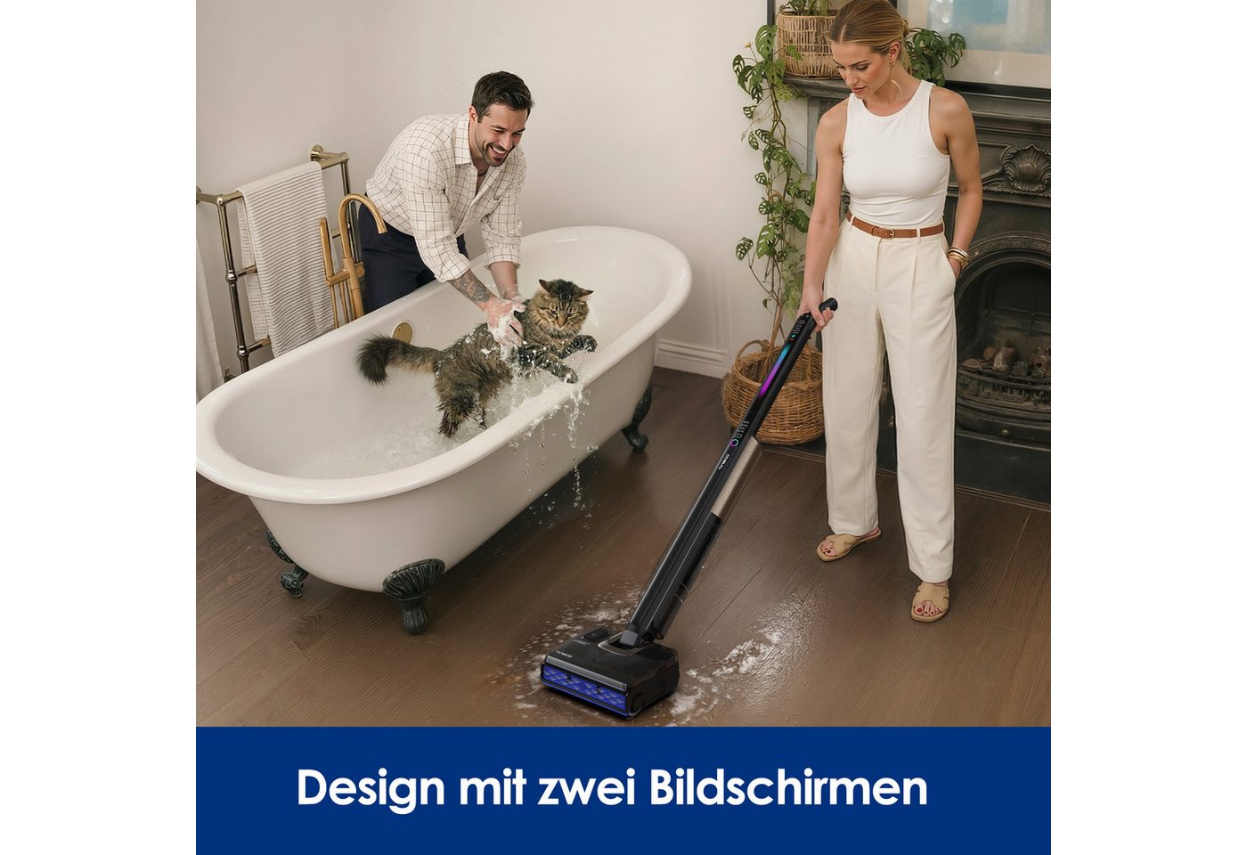 Tineco Nass-Trocken-Sauger FLOOR ONE S7 Fold Elite, schlankes Design, 22.000pa, 70 Min Laufzeit, 230 W, beutellos, Auto-Anpassung der Saugleistung, 85° C Heißluft Trocknung, Knickgelenk Bild 2