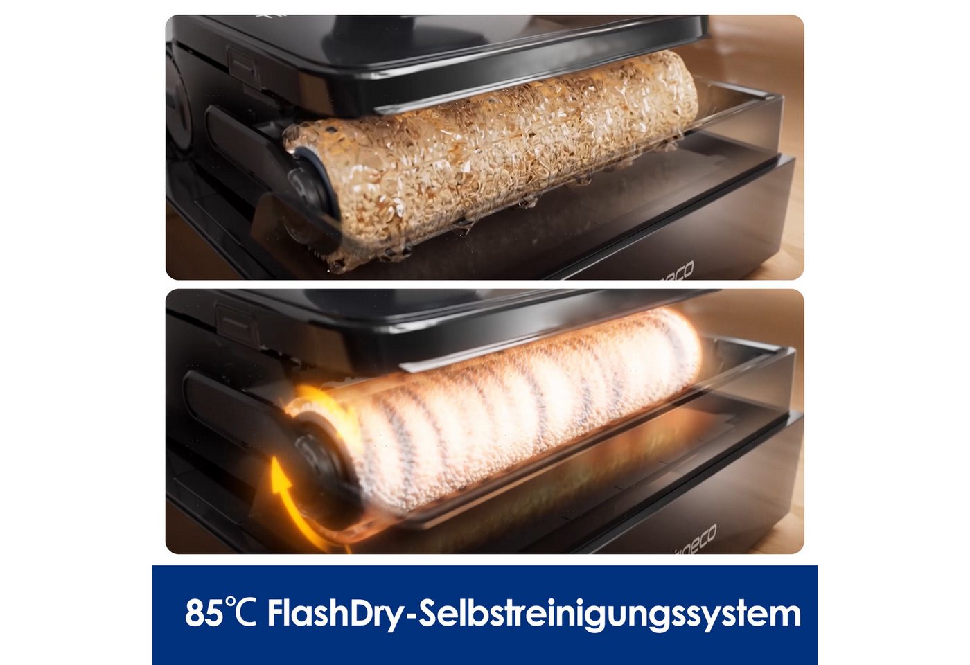 Tineco Nass-Trocken-Sauger FLOOR ONE S7 Fold Elite, schlankes Design, 22.000pa, 70 Min Laufzeit, 230 W, beutellos, Auto-Anpassung der Saugleistung, 85° C Heißluft Trocknung, Knickgelenk Bild 3
