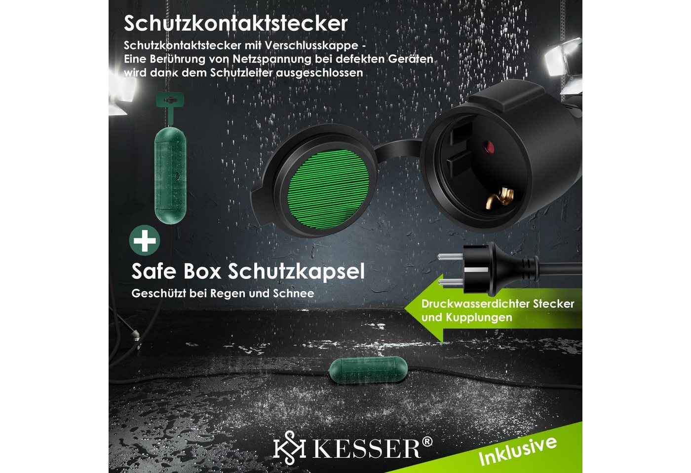 KESSER Verlängerungskabel, (5 cm), Verlängerungskabel mit Schutzkappe Outdoor für Innenbereich Bild 5