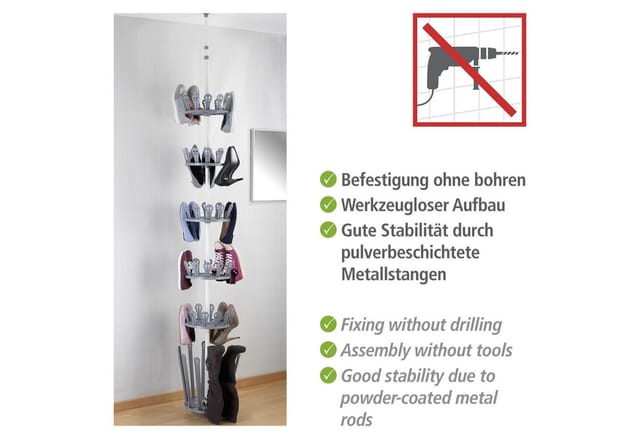 WENKO Schuhregal, Breite: 30 cm, pulverbeschichtetes Metall - weiss