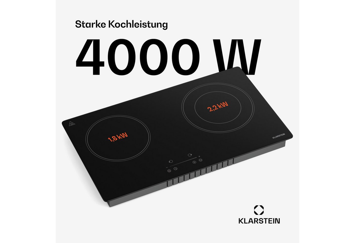 Klarstein Induktions-Kochfeld CeramEase, Kochfeld 2 Zone Überhitzungsschutz Touch Timer Küche Bild 5