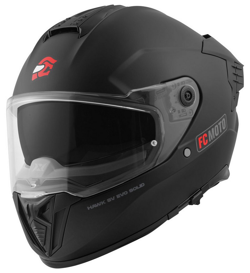 FC-Moto Motorradhelm Hawk EVO Solid Helm, Vorbereitet Für Kommunikationssystem,vorbereitet Pinlockscheibe,h Bild 2