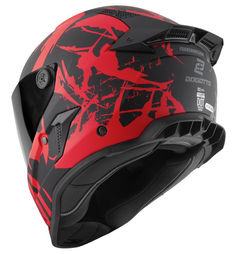Bogotto Motorradhelm Rapto Demon Helm, Vorbereitet Für Kommunikationssystem,geeignet Brillenträger,vorbe Bild 5