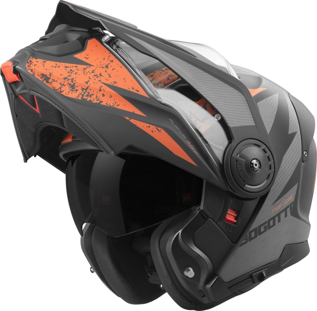 Bogotto Motorradhelm FG-102 Safari Fiberglas Enduro Klapphelm Helm, Vorbereitet Für Kommunikationssystem,geeignet Brillenträger,herau Bild 4