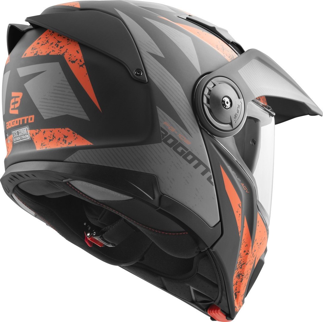 Bogotto Motorradhelm FG-102 Safari Fiberglas Enduro Klapphelm Helm, Vorbereitet Für Kommunikationssystem,geeignet Brillenträger,herau Bild 5