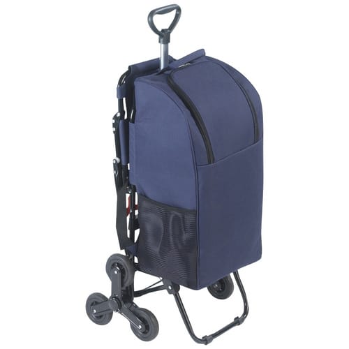 Maximex Einkaufstrolley, mit Sitz, Aluminium, silberfarben matt - blau