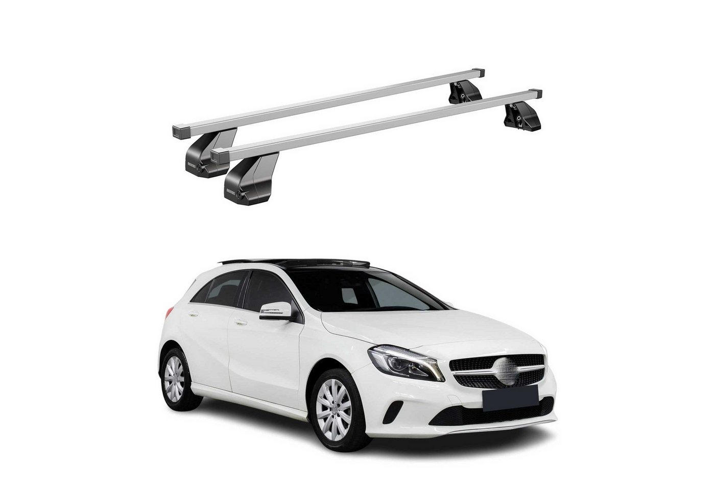 OMAC Dachträger Menabo Stahl Gepäckträger für Mercedes A Klasse W176 2012-2018 Grau (2-St), Wasserbeständig,Abnehmbar,Multifunktional,Leichtgewichtig Bild 2