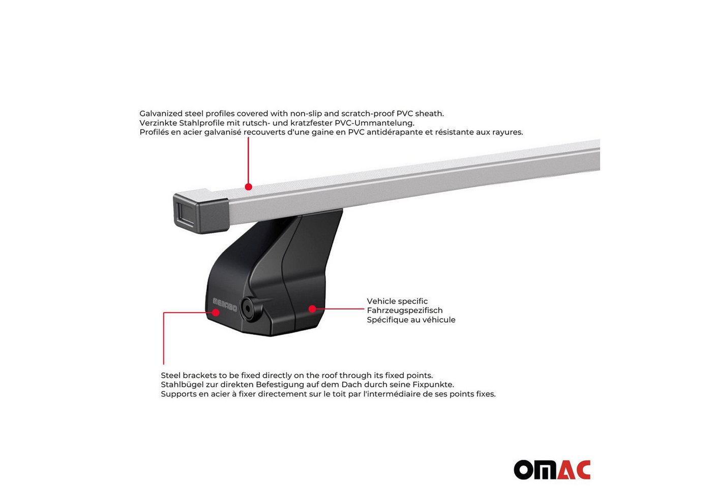 OMAC Dachträger Menabo Stahl Gepäckträger für Mercedes A Klasse W176 2012-2018 Grau (2-St), Wasserbeständig,Abnehmbar,Multifunktional,Leichtgewichtig Bild 4