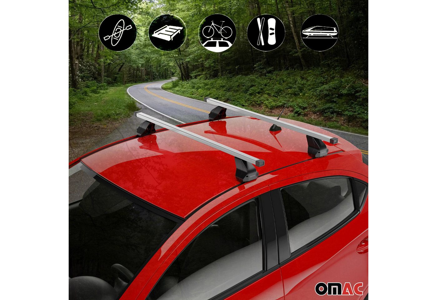 OMAC Dachträger Menabo Stahl Gepäckträger für Mercedes A Klasse W176 2012-2018 Grau (2-St), Wasserbeständig,Abnehmbar,Multifunktional,Leichtgewichtig Bild 5