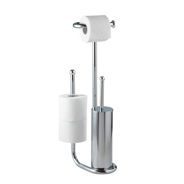 WENKO Stand WC-Garnitur, Universalo, Stahl, Silber - silberfarben