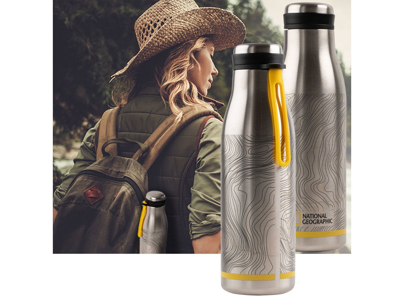 NATIONAL GEOGRAPHIC Thermoflasche National Geographic Thermosflasche 500ml, Edelstahl, Auslaufsicher, Edelstahl-Isolierflasche hält Getränke bis zu 6 Std. warm oder kühl Bild 2