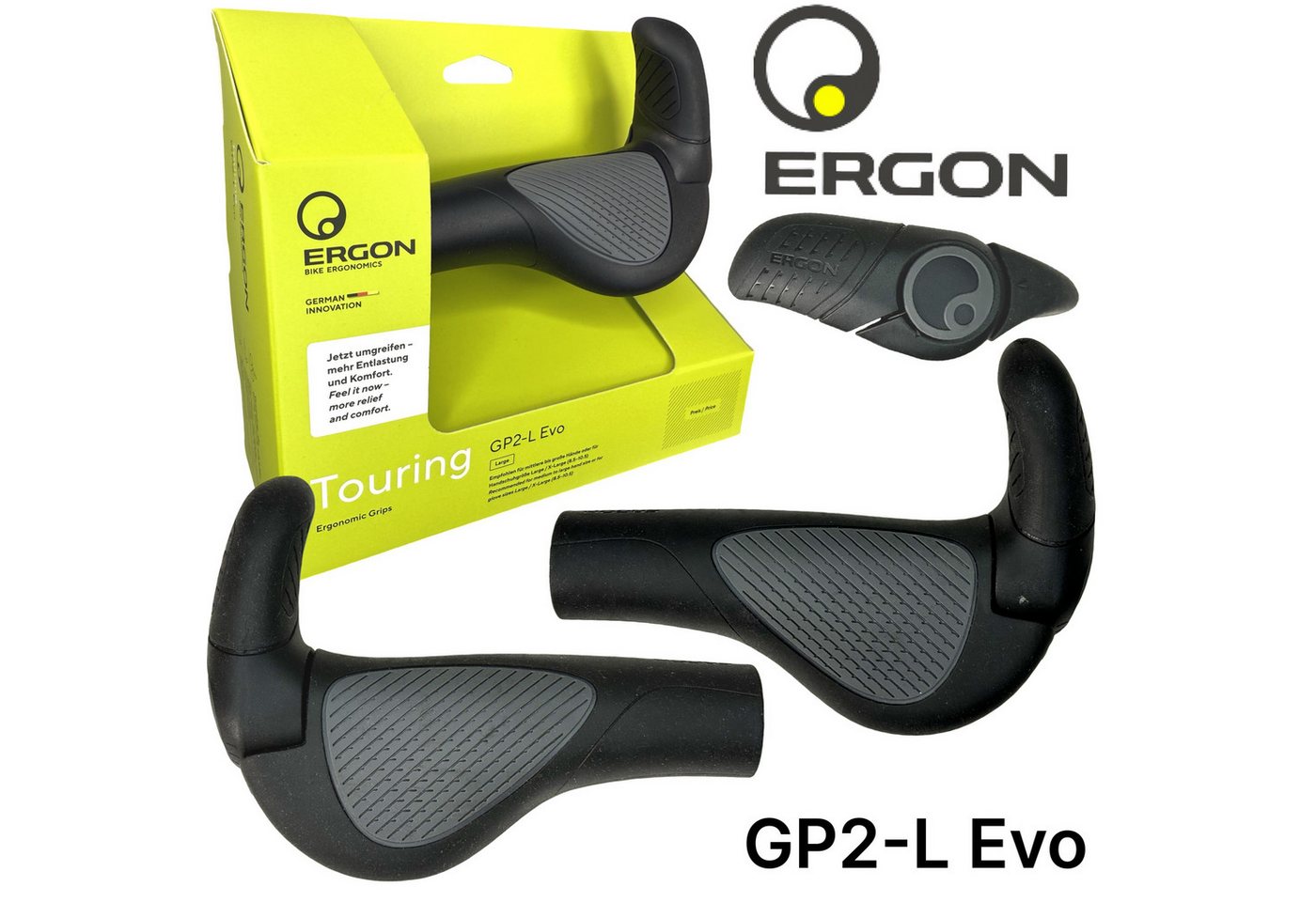 Ergon Fahrradlenkergriff Ergon GP2-L EVO Large Fahrrad MTB Ebike Ergo Griffe Hörnchen Schwarz Bild 3