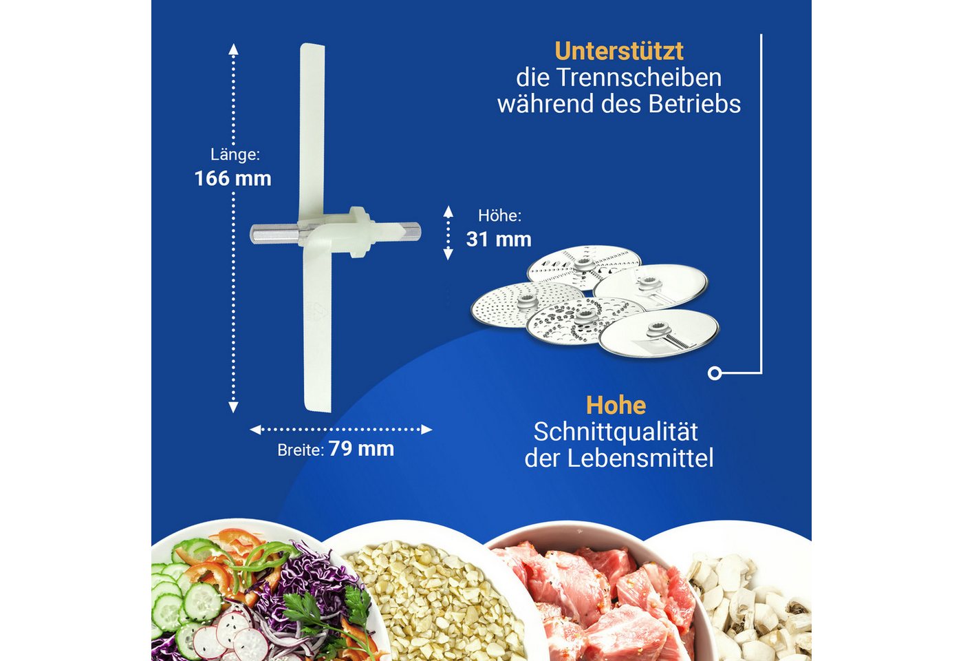 VIOKS Flügelmesser Durchlaufschnitzlerflügel Ersatz für Bosch 00091027, Zubehör für Küchenmaschine, MUM4 MUM8 Bild 2