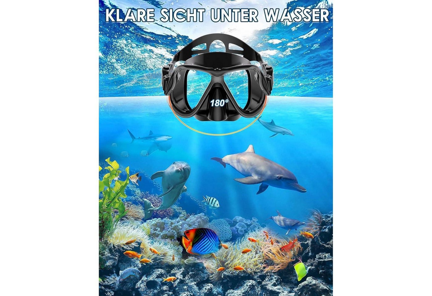 LuxusKollektion Tauchset Schnorchelset Erwachsene Taucherbrille voll schwarzsilikon L-XL Bild 5