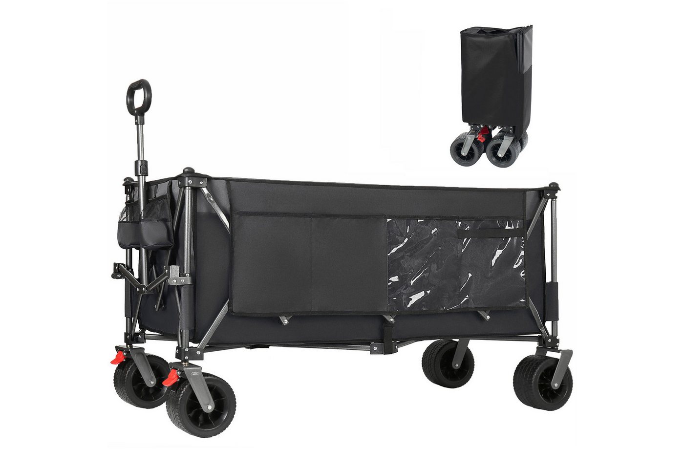 i@home Bollerwagen XXXL Bollerwagen Faltbar (Packung Set), mit Extra Breite 17x10 cm All-Terrain-Räder Handwagen Bild 5