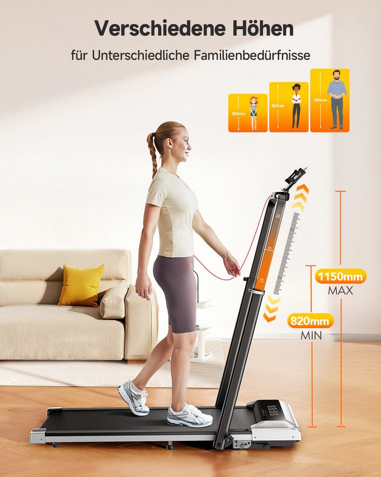 Laresar Laufband 12% Steigung, 6-in-1 zum Gehen und Laufen 0,75-2,5 PS Faltbares, mit höhenverstellbarer Armlehne LED-Display Indoor-Heimtrainer Bild 2