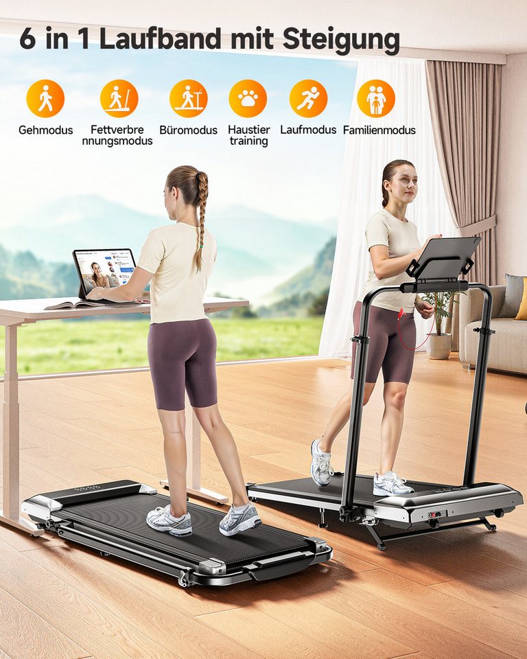 Laresar Laufband 12% Steigung, 6-in-1 zum Gehen und Laufen 0,75-2,5 PS Faltbares, mit höhenverstellbarer Armlehne LED-Display Indoor-Heimtrainer Bild 3