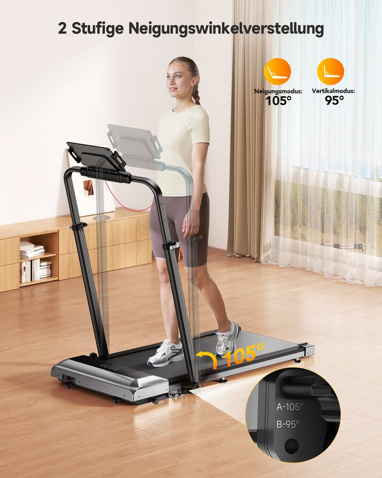 Laresar Laufband 12% Steigung, 6-in-1 zum Gehen und Laufen 0,75-2,5 PS Faltbares, mit höhenverstellbarer Armlehne LED-Display Indoor-Heimtrainer Bild 5
