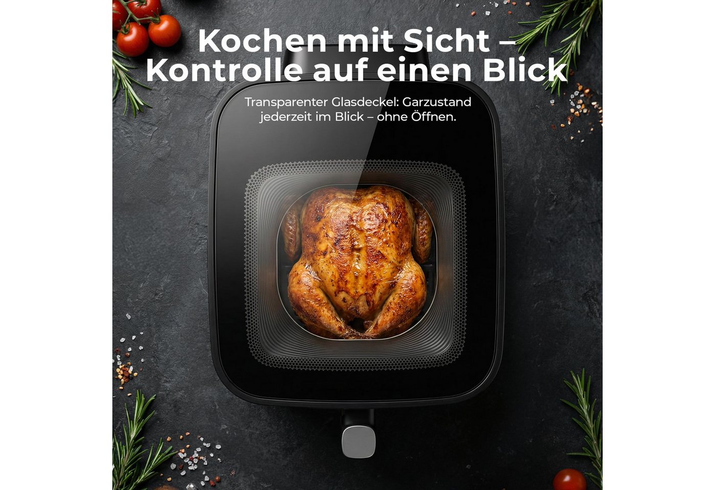 Balter Heißluftfritteuse, 1700 W, Airfryer, 6,5 L, transparentem Deckel und Sichtfenster Bild 4