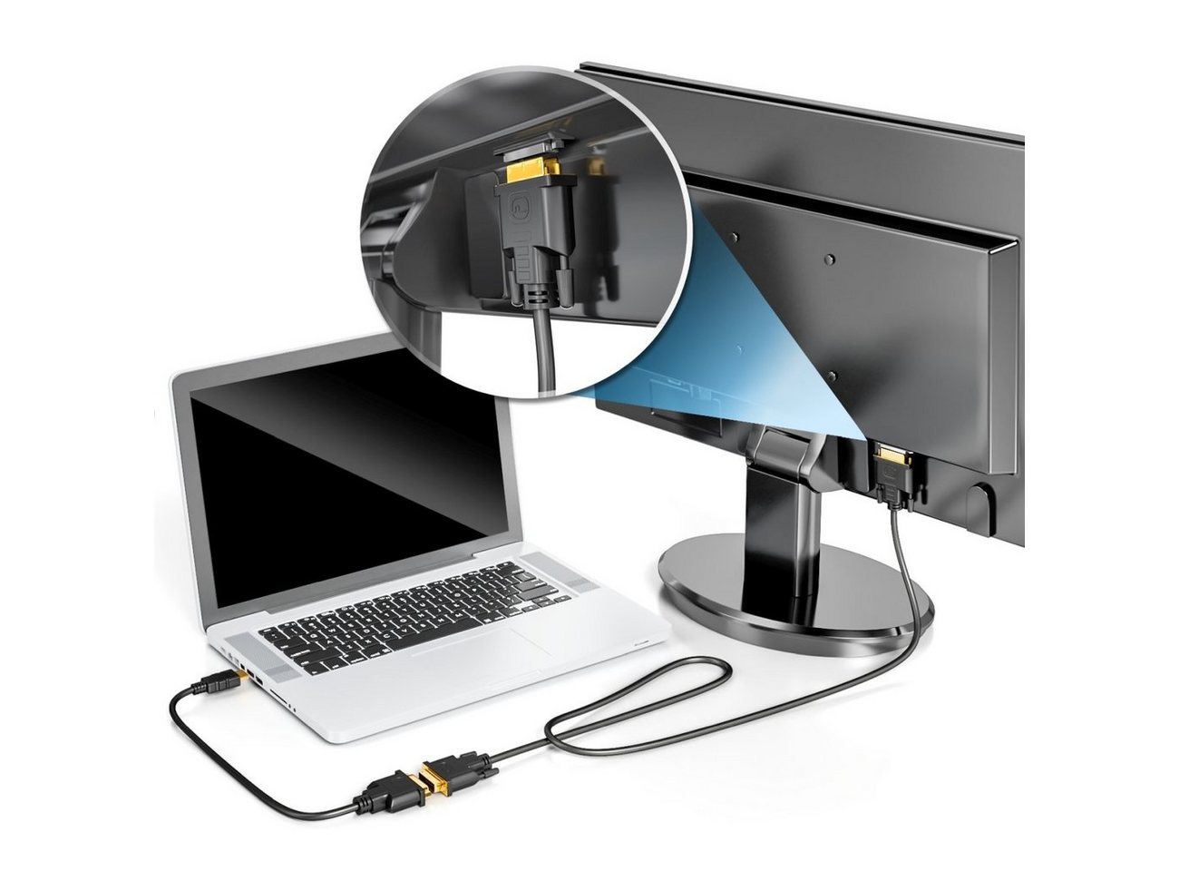 deleyCON deleyCON HDMI zu DVI Adapter - Stecker auf Buchse - FullHD - TV / Video-Kabel