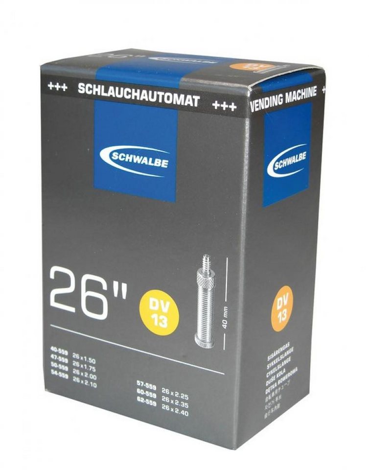 Schwalbe Fahrradschlauch Schwalbe Schlauch DV13 in Folie 26x1.50-2.50Z 40/62-559 DV 40mm
