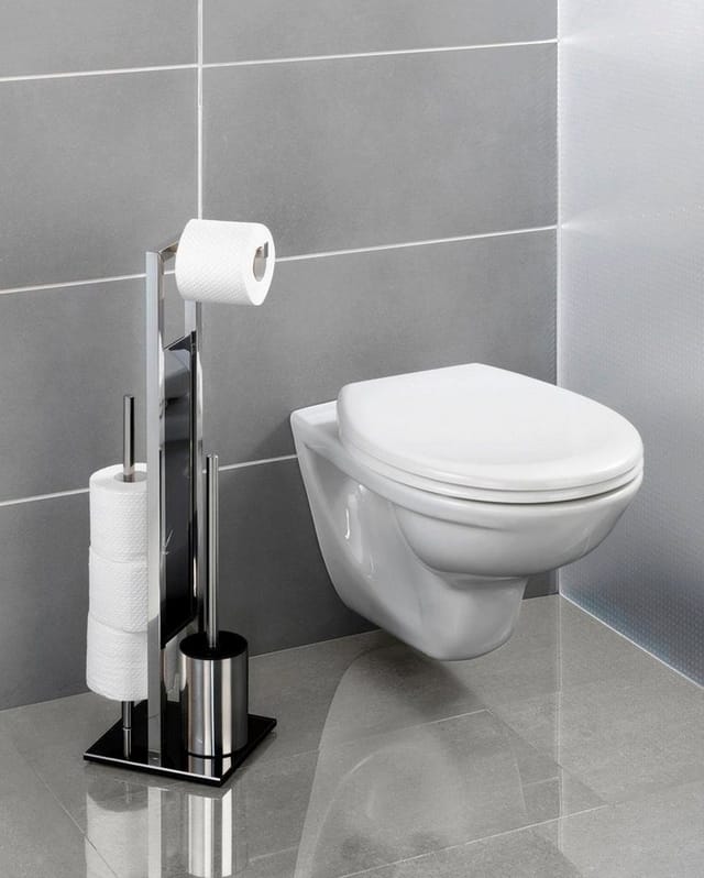 WENKO WC-Garnitur, Edelstahl, silberfarben - schwarz