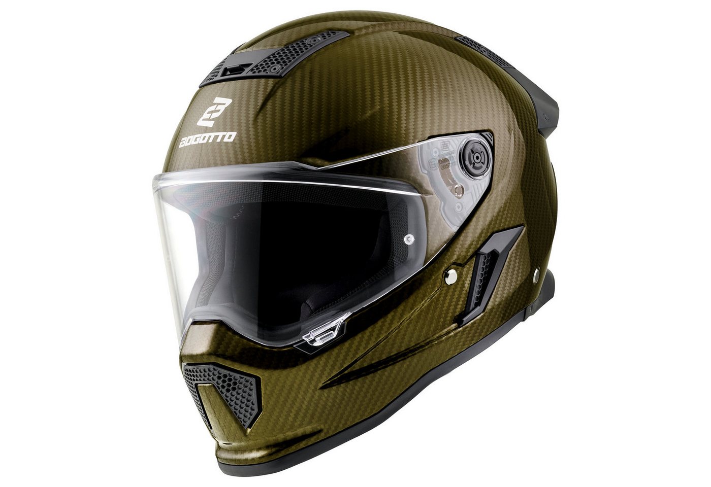 Bogotto Motorradhelm Rapto Carbon Helm, Vorbereitet Für Kommunikationssystem,geeignet Brillenträger,vorbe