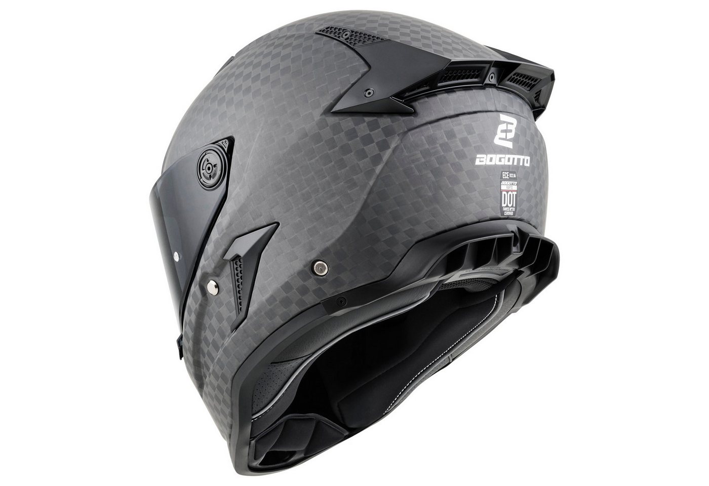 Bogotto Motorradhelm Rapto CheckR Carbon Helm, Vorbereitet Für Kommunikationssystem,geeignet Brillenträger,vorbe