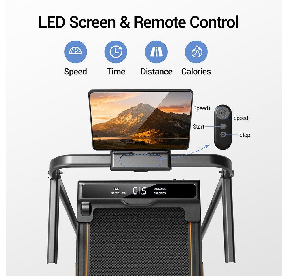 ROBORE Laufband Klappbares Laufband mit 14 % Steigung, 2,5-PS-Motor, bis zu 10 km/h, 150 kg Belastbarkeit, LED-Anzeige und Fernbedienung Bild 2