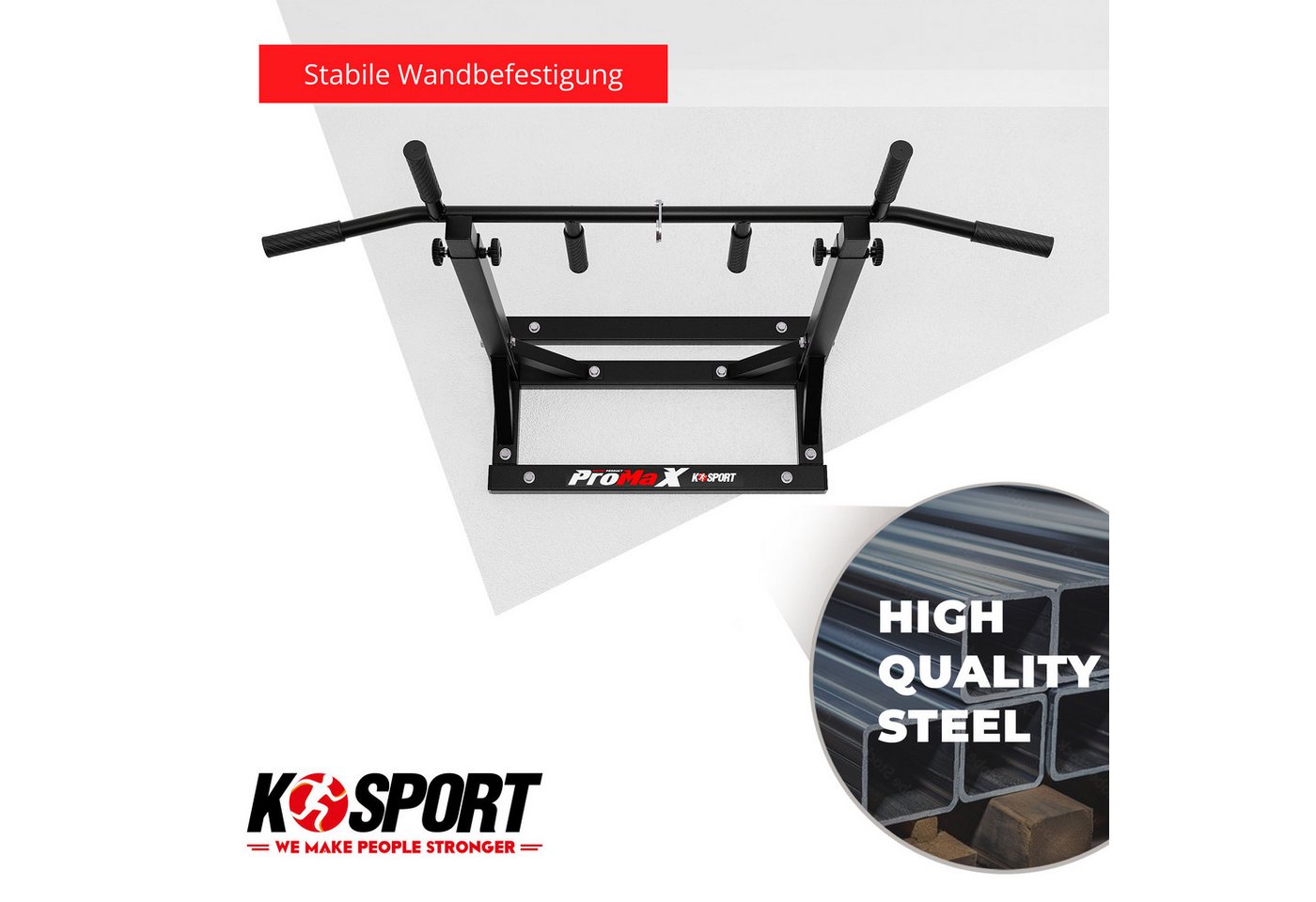 K-SPORT Klimmzugstange Pull-Up Bar mit 3 verschiedenen Griffen, Made in EU! Bild 3