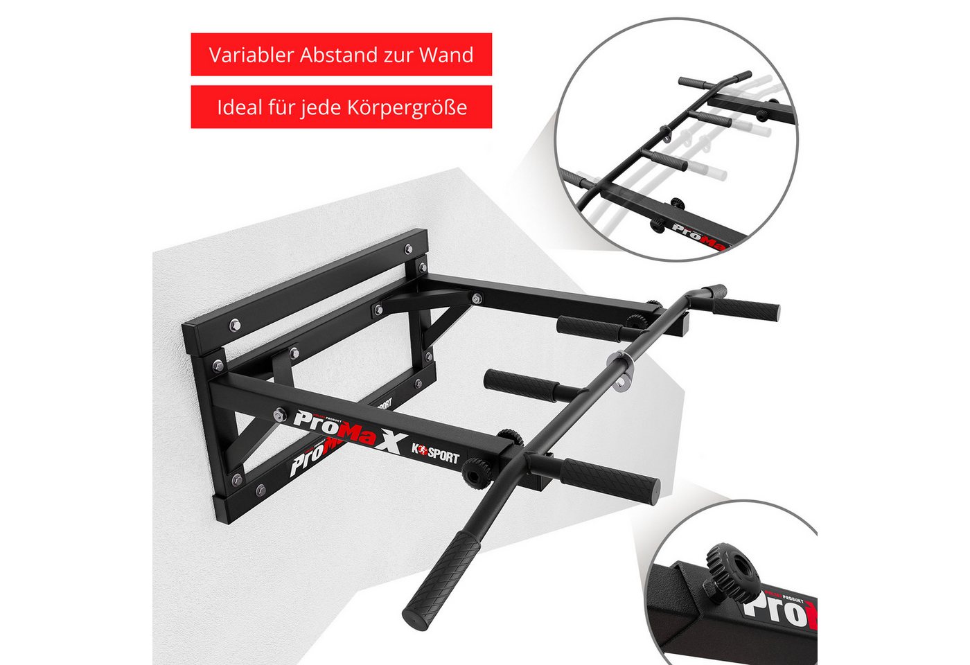 K-SPORT Klimmzugstange Pull-Up Bar mit 3 verschiedenen Griffen, Made in EU! Bild 5
