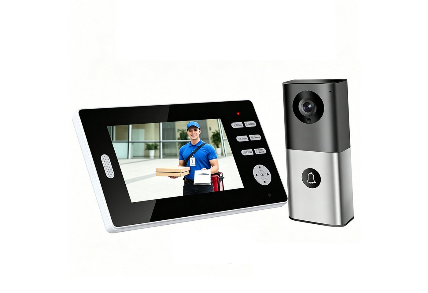 MOPUEA Video-Türsprechanlage 7 Zoll HD Video-Türsprechanlage Drahtlose Türklingelkamera (Türsprechanlage, 7 Zoll Video Türsprechanlage mit Kamera und Nachtsicht, Nachtsicht, Gegensprechen, LCD-Display, Fernsteuerung) Bild 2