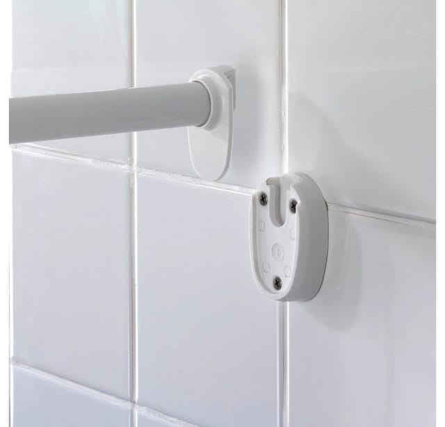 WENKO Rundduschstange »80 x 80 / 90 x 90 cm«, Alu/Kunststoff, chromfarben/weiß - weiss
