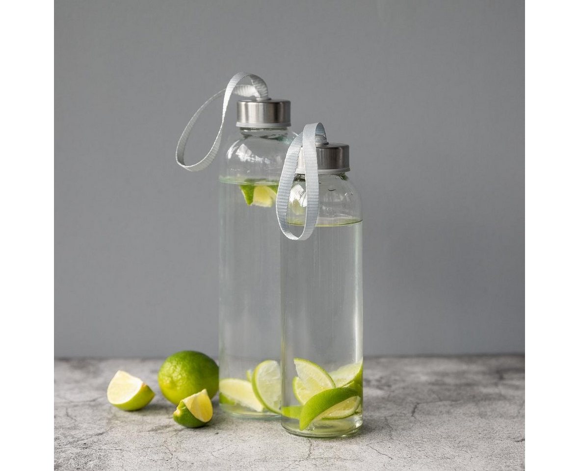 elasto Trinkflasche 700 ml Glasflasche "Pure" Wasserflasche mit softer Hülle, Sportflasche, Für Unterwegs, Bottle, Schule und Arbeit, Kautschukhülle Bild 3