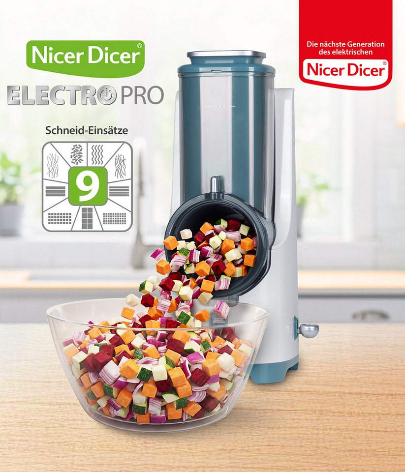 Genius Gemüseschneider Nicer Dicer Electro PRO Set 32-tlg., sage, Gemüseschneider, 80 W, Präzise und gleichmäßige Ergebnisse in Sekundenschnelle Bild 4