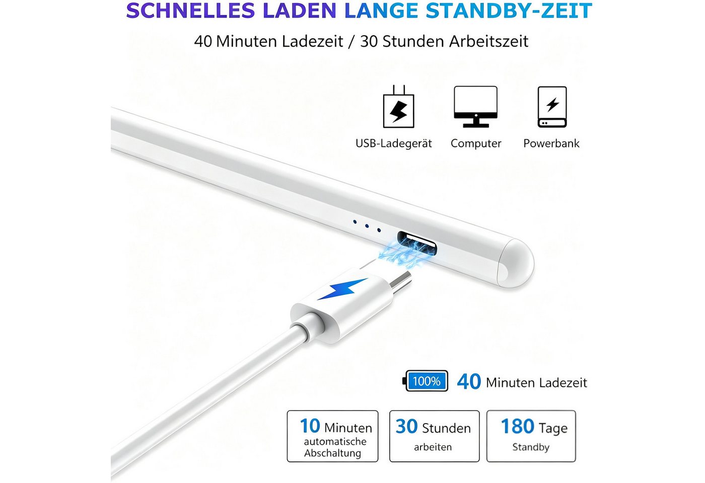 ibettertec Eingabestift Stylus Stift für Touchscreens Android Kompatibel Samsung/Huawei/XiaoMi (Packung) Kompatibel mit Android Smartphone Tablet Geräten Tablet Stift Bild 5