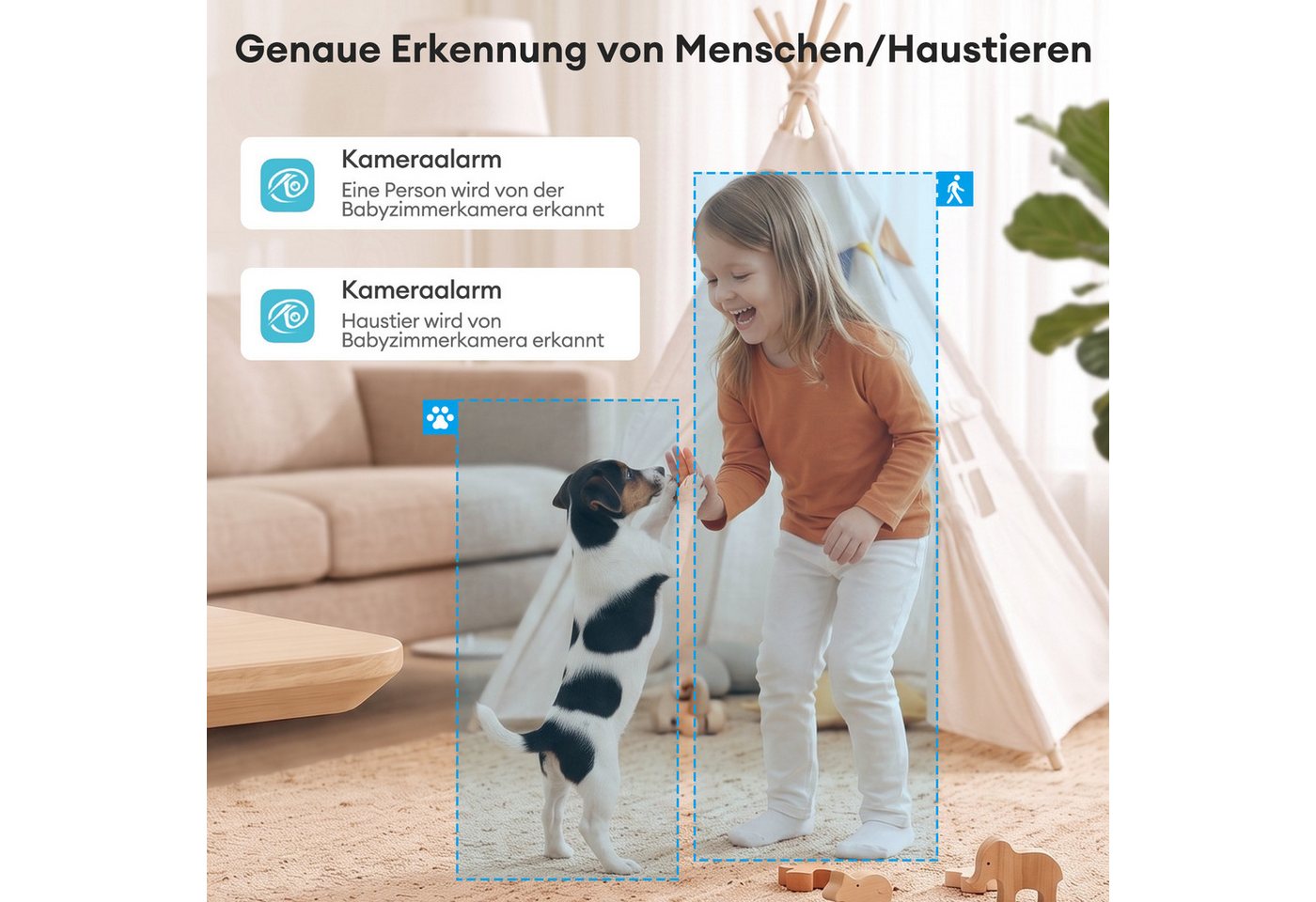 CkeyiN Überwachungskamera 3MP 2K+2K Dual-Objektiv 5G/2,4GHz WLAN 360° PTZ Überwachungskamera (Innenbereich, Farbnachtsicht KI-Bewegungserkennung 2-Wege-Audio SD & Cloud Speicher)