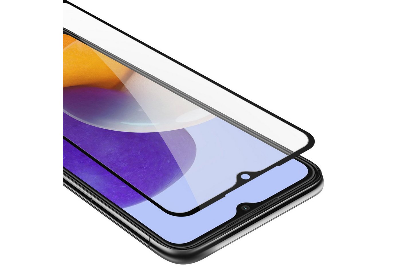 Cadorabo Schutzfolie für Samsung Galaxy A22 5G Schutzfolie, (1-St), Vollbild Schutzglas Panzer Folie (Tempered) Display Schutzfolie