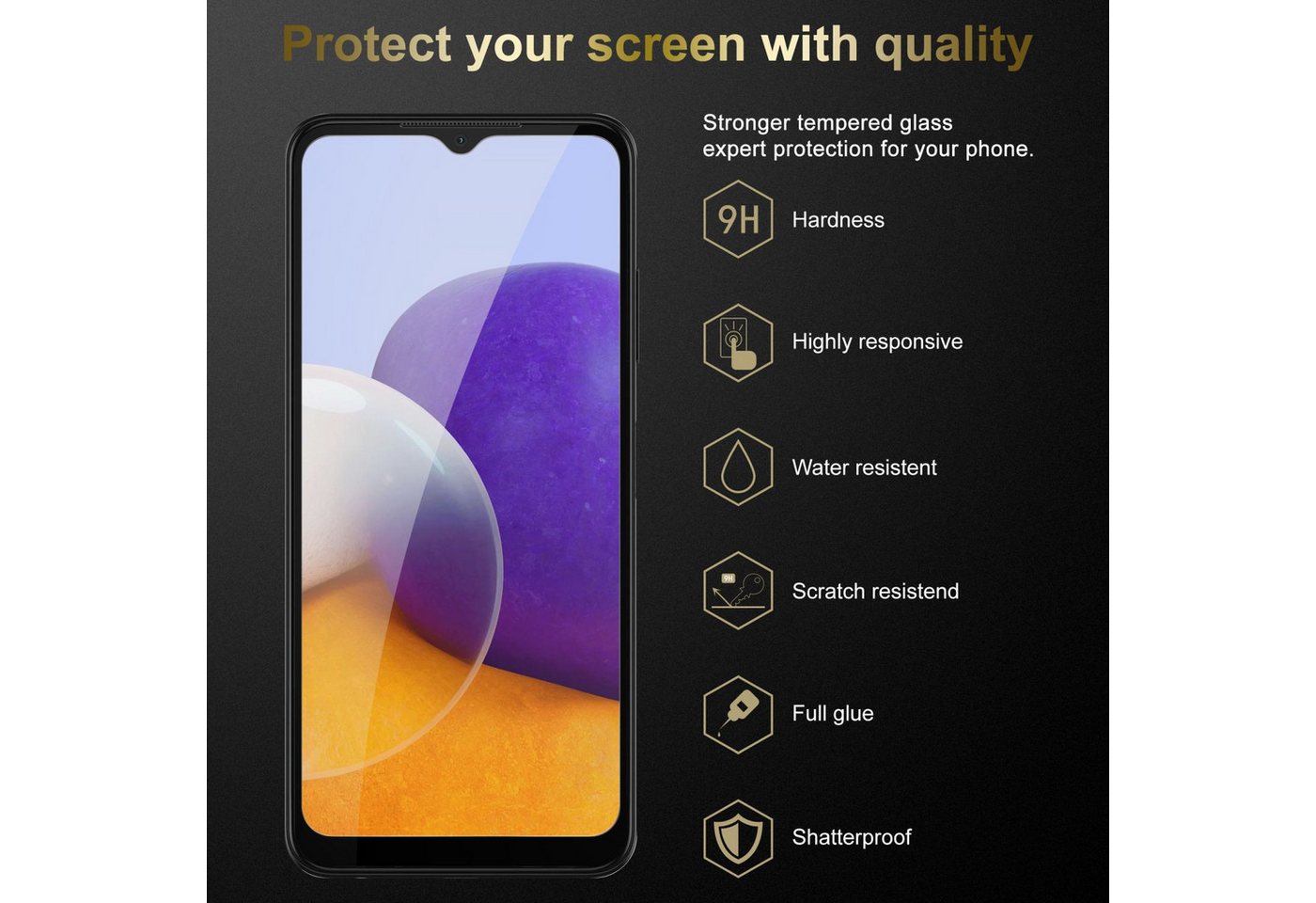 Cadorabo Schutzfolie für Samsung Galaxy A22 5G Schutzfolie, (1-St), Vollbild Schutzglas Panzer Folie (Tempered) Display Schutzfolie Bild 5