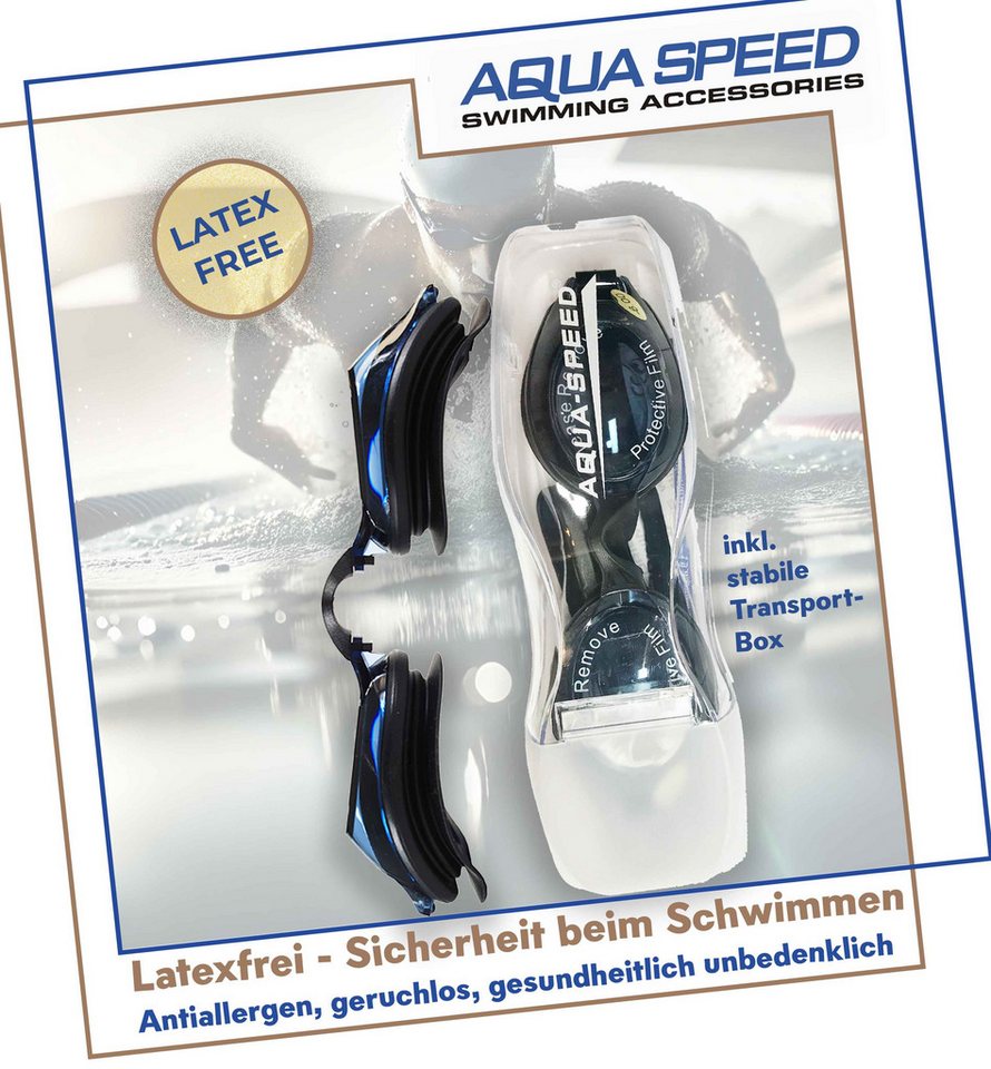 Aqua Speed Schwimmbrille mit Sehstärke für Kurzsichtige Dioptrien: -5.0 inkl. Box, (Lumina schwarz verspiegelte Gläser -5,0), Anpassbar für individuellen Sitz Bild 3