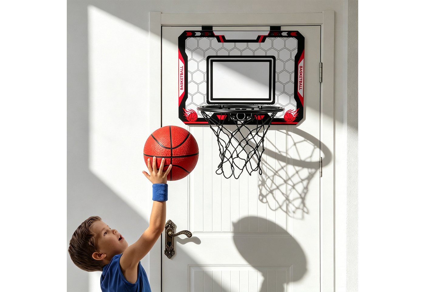 BlingBin Basketballkorb Indoor Kinder Basketball Set für Zimmer, mit Bällen und Luftpumpe (1er Set, 1-St., Mini-Basketballkorb 40 x 30 cm mit faltbarem Eisenring), Für Schlafzimmer/Büro/Außen/Pool, Basketball Spielzeug Geschenke Bild 2