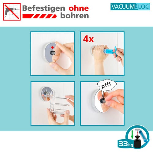 WENKO Wandregal »Quadro«, HxT: 32,5 x 14 cm, chromfarben - silberfarben
