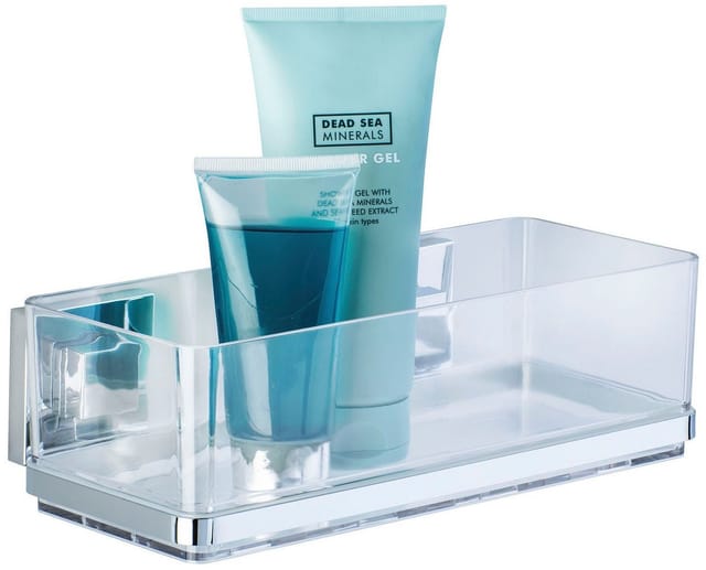 WENKO Wandablage »Quadro«, Edelstahl/Kunststoff, silberfarben - transparent