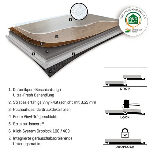 SLY Vinylboden »SLY LARGE«, BxLxS: 406,4 x 810 x 7,5 mm, braun