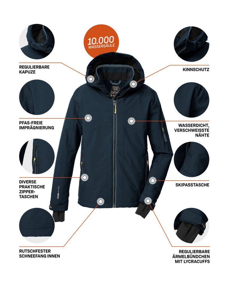 Killtec Skijacke KSW 202 BYS SKI JCKT Wasserdichte Kinder-Skijacke mit verstellbarer Kapuze und Schneefang Bild 5