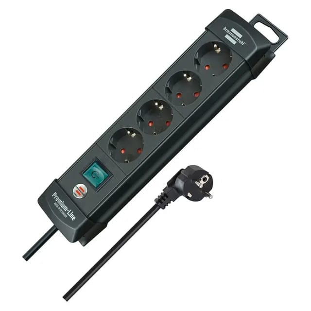 brennenstuhl® Steckdosenleiste »Premium Line«, 4-fach, Kabellänge: 1,8 m, IP20 - schwarz