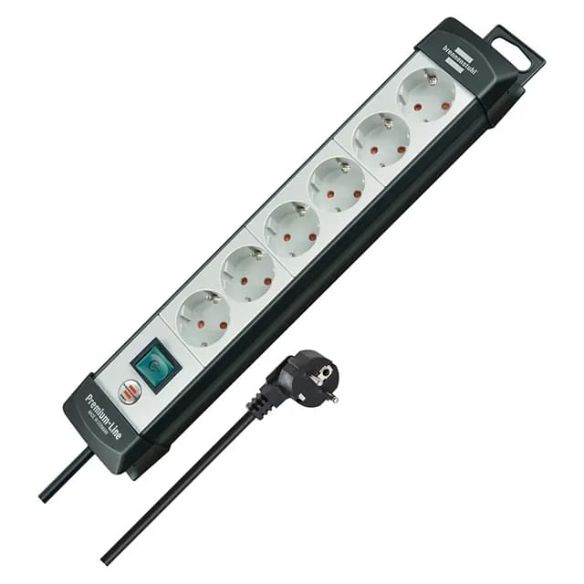 brennenstuhl® Steckdosenleiste »Premium Line«, 6-fach, Kabellänge: 5 m, IP20 - schwarz