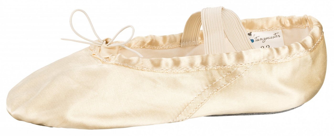 tanzmuster Ballettschuhe Nicky aus Satin mit ganzer Ledersohle Tanzschuh Ballettschläppchen für Mädchen