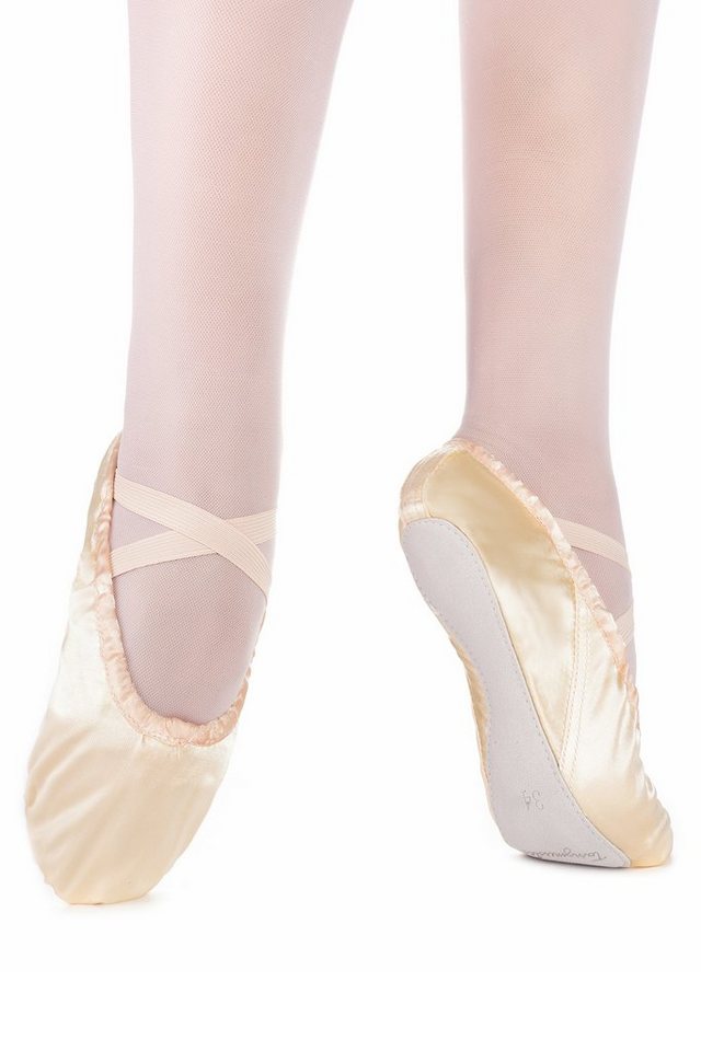 tanzmuster Ballettschuhe Nicky aus Satin mit ganzer Ledersohle Tanzschuh Ballettschläppchen für Mädchen Bild 4