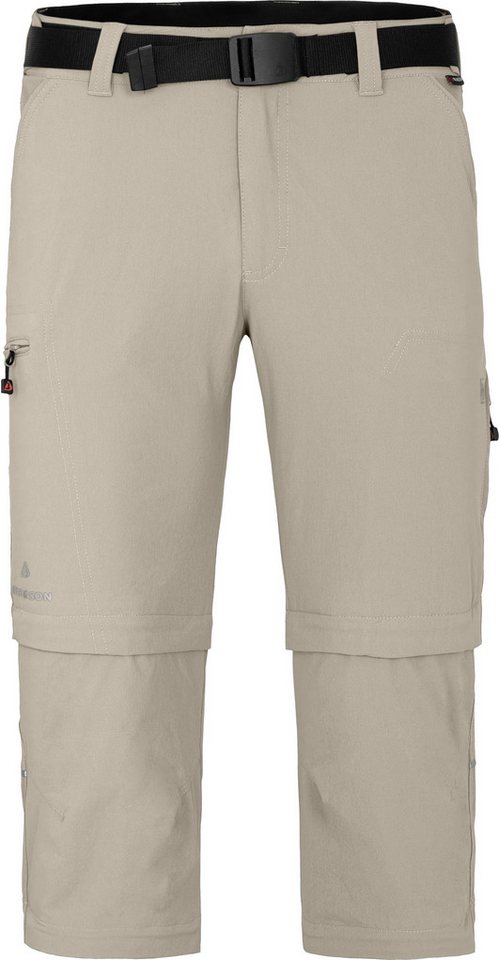 Bergson Outdoorhose QUEENSLAND Doppel Zipp-Off mit T-ZIPP Herren Wanderhose, vielseitig, pflegeleicht, Kurzgrößen, hell beige